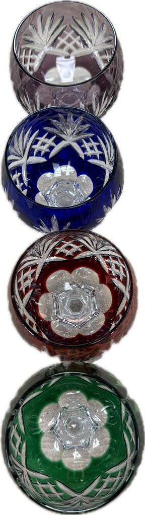 AJKA CAROLINE MULTICOLOR CRYSTAL CUT WINE GOBLETS SET OF 4