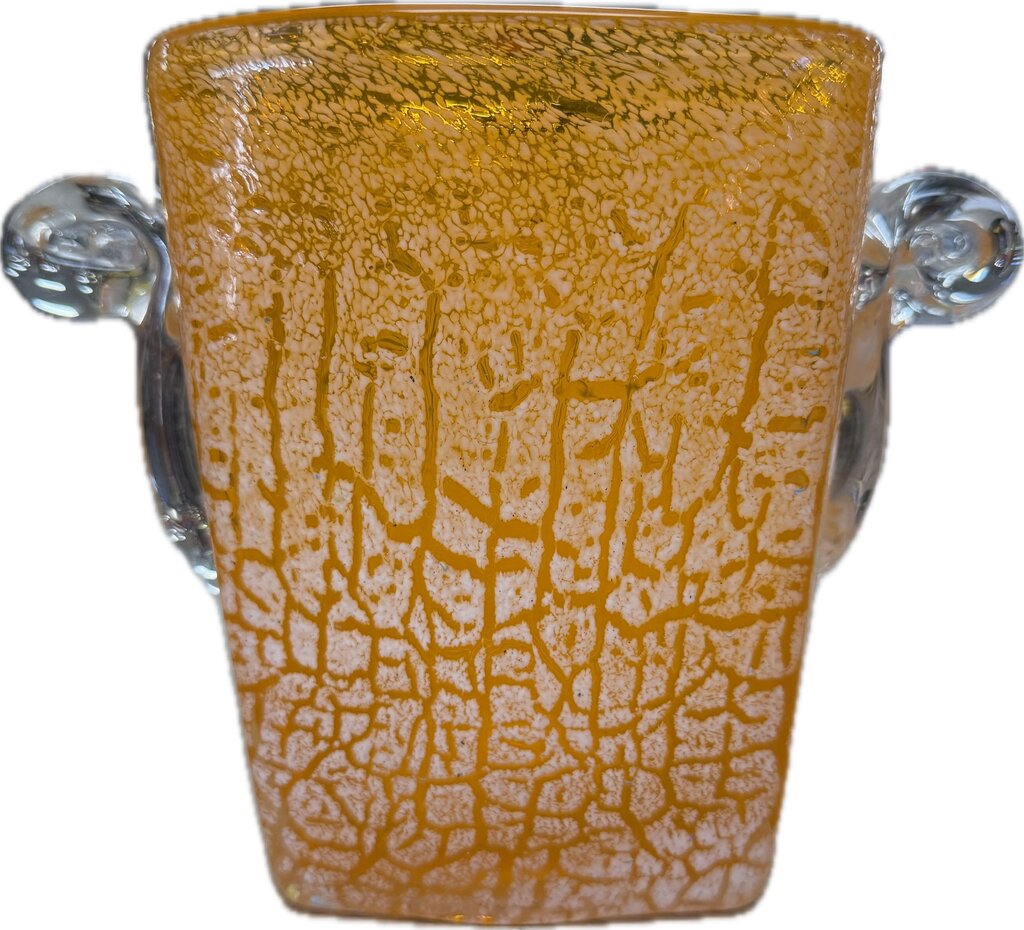 ORANGE GLASS ICE BUCKET OR VASE