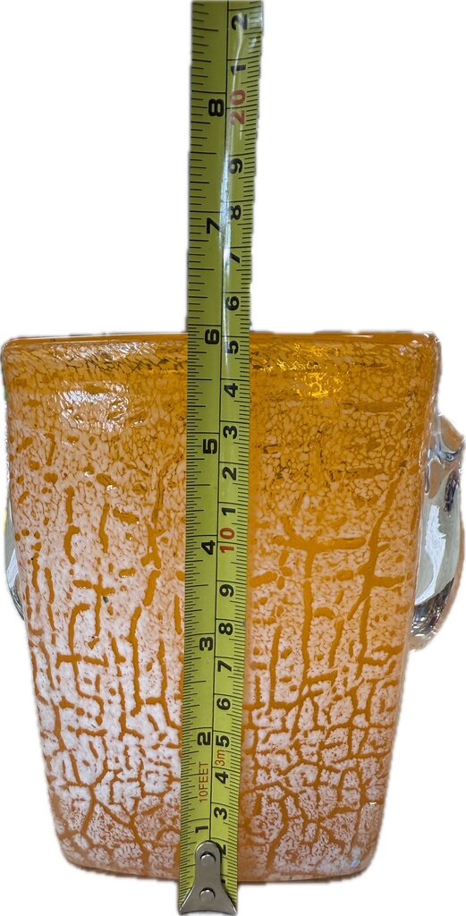 ORANGE GLASS ICE BUCKET OR VASE