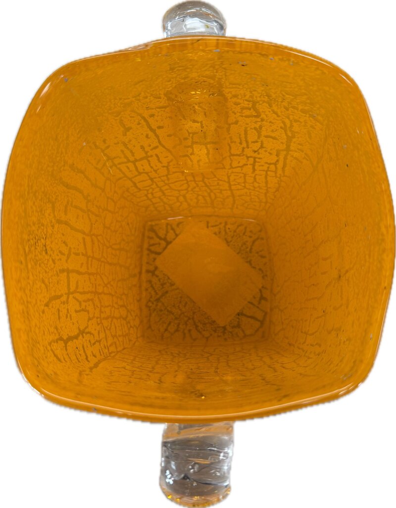 ORANGE GLASS ICE BUCKET OR VASE