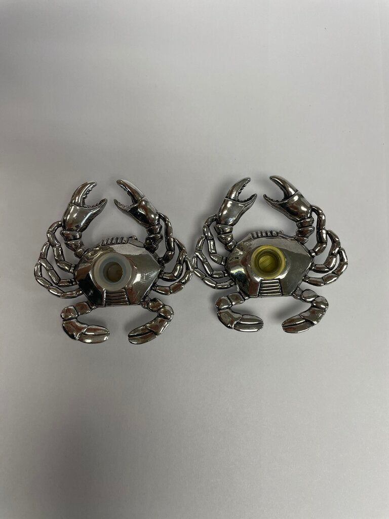 SILVER CRAB SALT AND PEPPER SHAKERS
