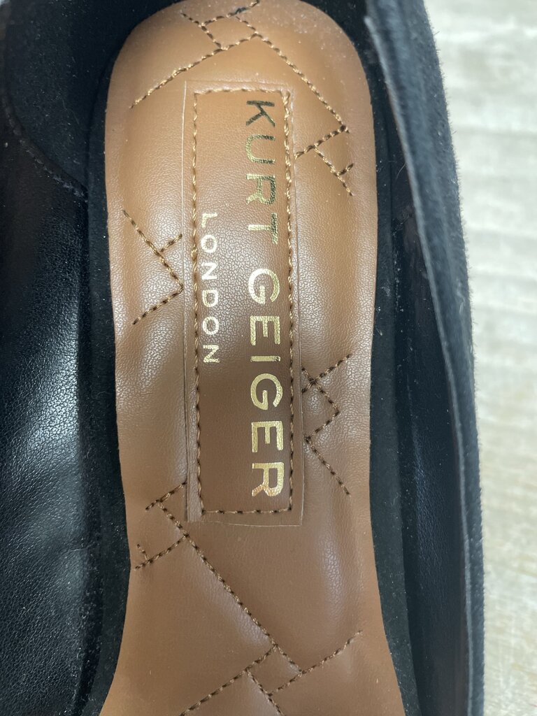 KURT GEIGER MAYFAIR BLACK SUEDE EMBELLISHED BUCKLE HEELS SIZE 41