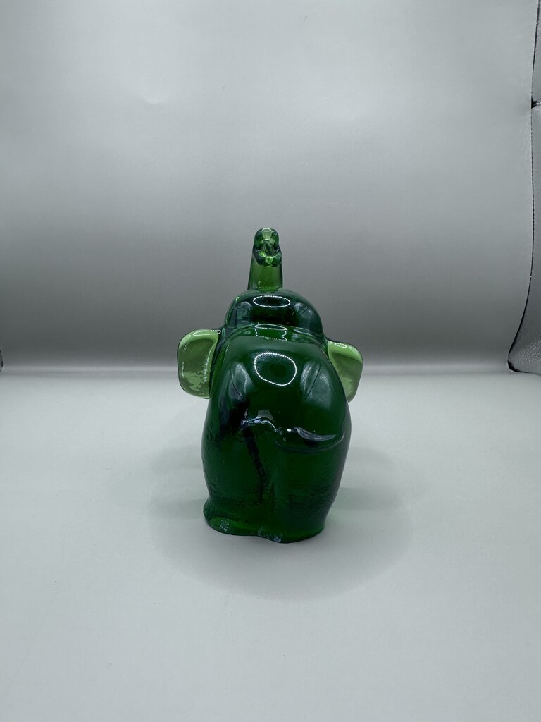 GREEN MAURANO GLASS ELEPHANT FIGURE / PAPERWEIGHT