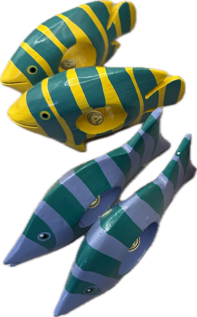 WOODEN FISH NAPKIN RINGS SET OF 8