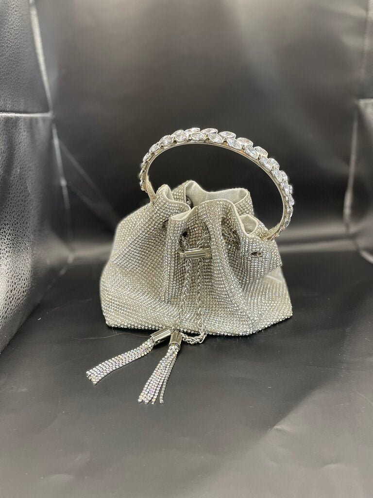 RHINESTONE CRYSTAL CLUTCH SILVER NEW