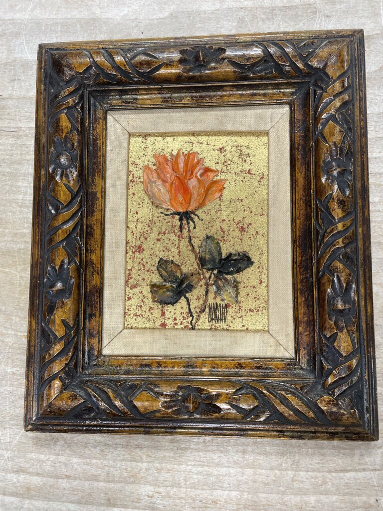 VINTAGE 3D ORANGE FLOWER OIL PAINT