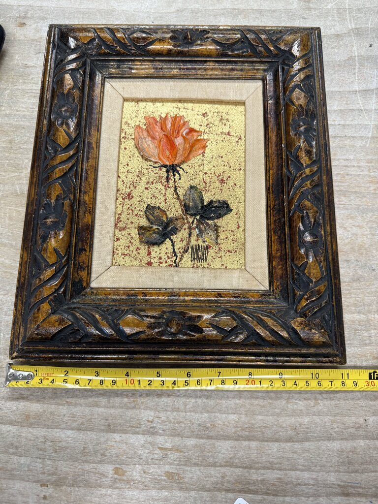 VINTAGE 3D ORANGE FLOWER OIL PAINT