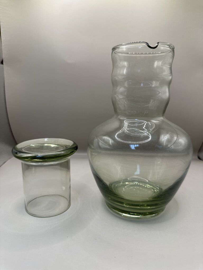 VINTAGE 1940's DUNBAR GLASS TUMBLE UP BEDSIDE WATER CARAFE PITCHER