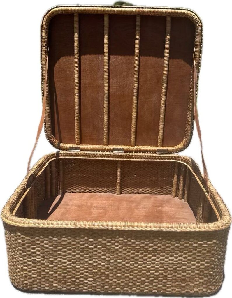 LARGE VINTAGE MALAYSIAN WICKER TRUNK TABLE