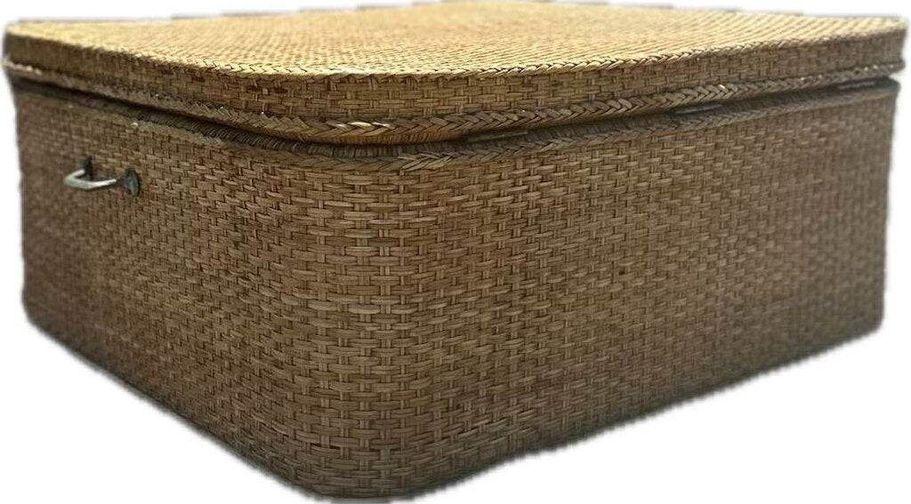 LARGE VINTAGE MALAYSIAN WICKER TRUNK TABLE
