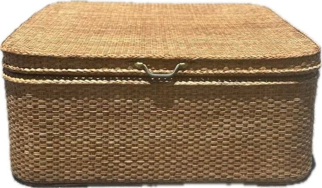 LARGE VINTAGE MALAYSIAN WICKER TRUNK TABLE