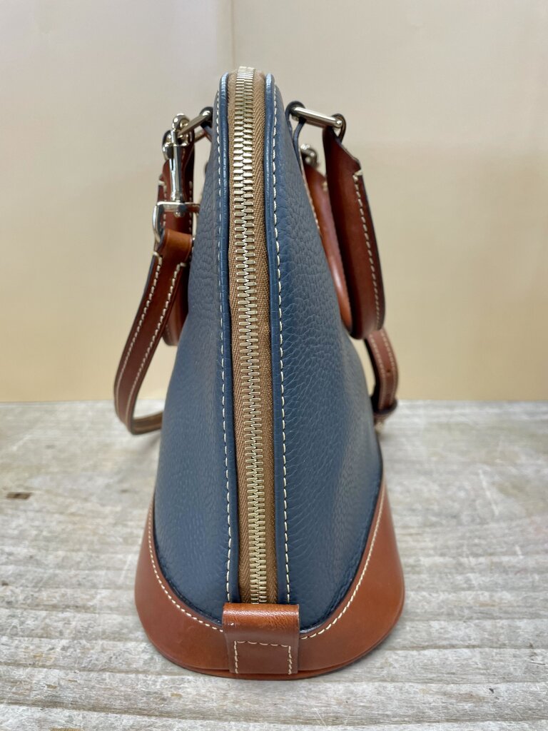 DOONEY AND BOURKE TAN AND GREY BLUE PURSE