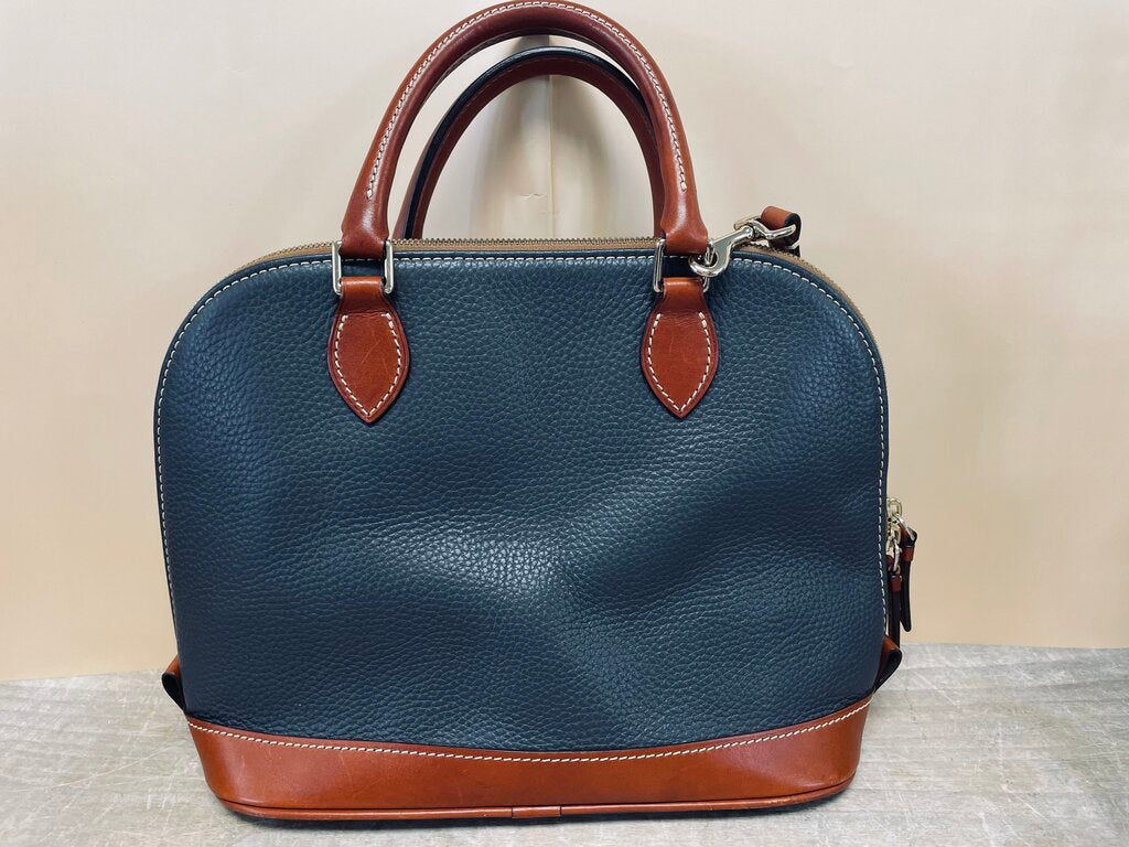 DOONEY AND BOURKE TAN AND GREY BLUE PURSE