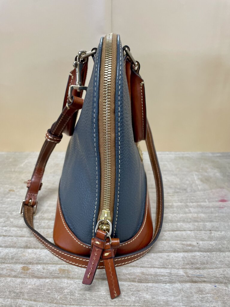 DOONEY AND BOURKE TAN AND GREY BLUE PURSE