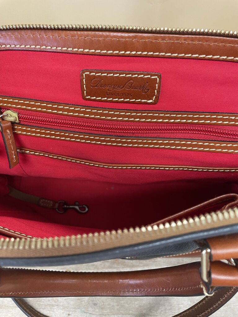 DOONEY AND BOURKE TAN AND GREY BLUE PURSE