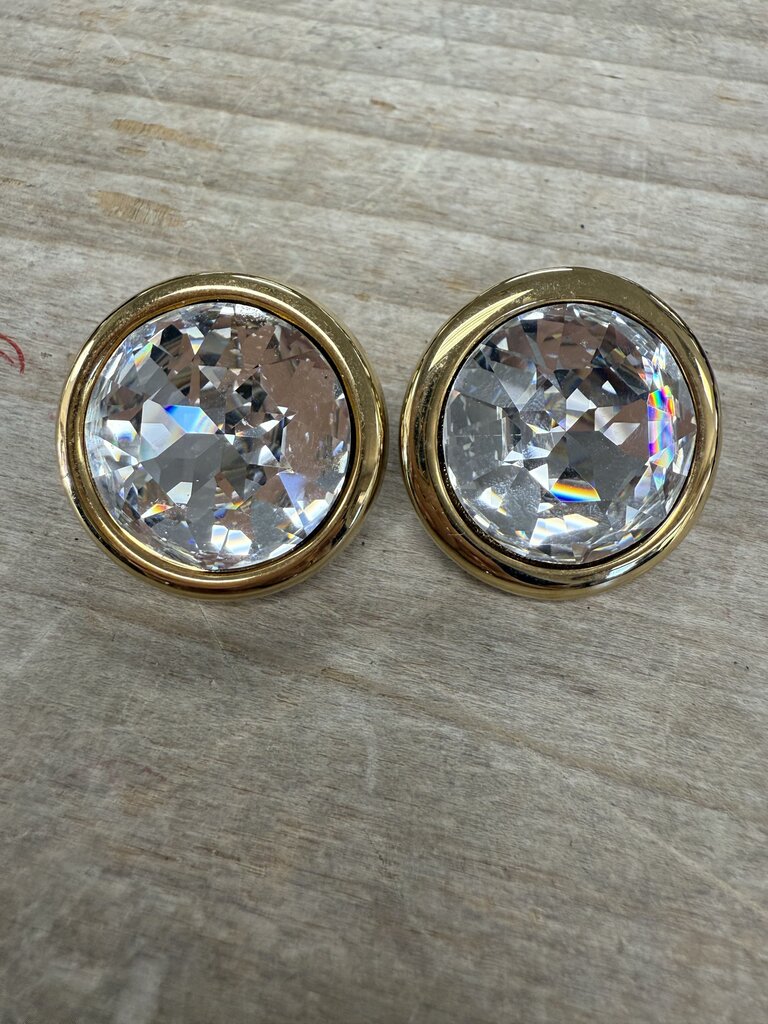 VINTAGE NAPIER ROUND RHINESTONE CLIP ON