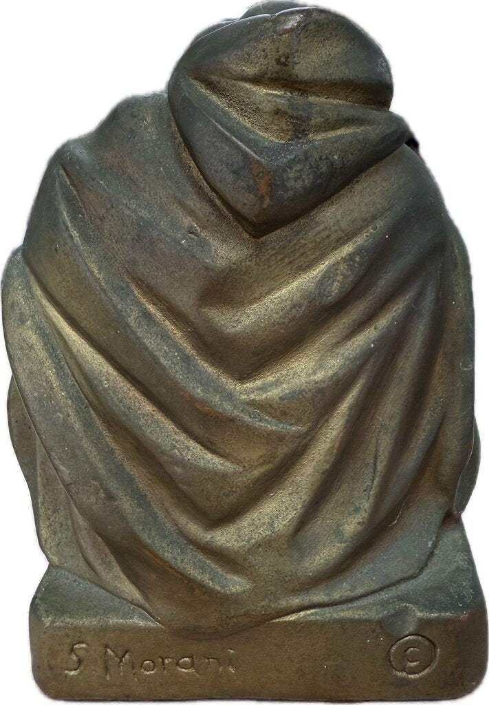 BRONZE BUST/BOOKEND YE PHILOSOBHER SIGNED S. MORANI