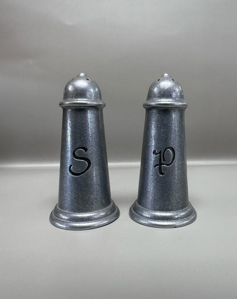 VINTAGE PEWTER SALT AND PEPPER SHAKERS