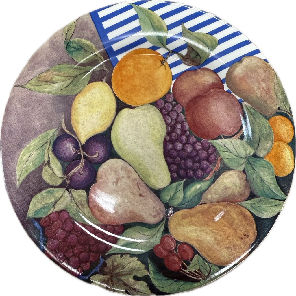GIEN FRANCE LA RONDE DES FRUITS DESSERT PLATES, CUP AND SAUCER