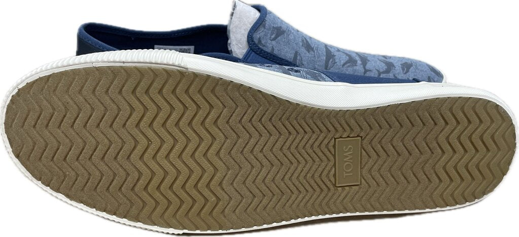TOMS SHOES BAJA BLUE GLOW IN THE DARK WHALE SLIP ON SNEAKERS MENS US 13