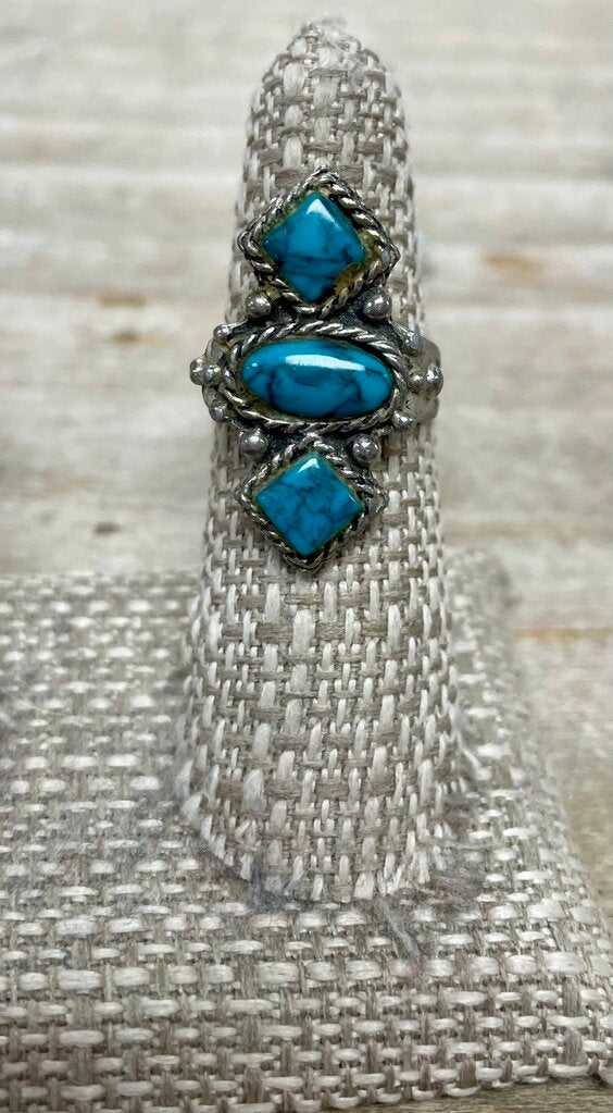 VINTAGE TURQUOISE ROTATING RING SIZE 7.5