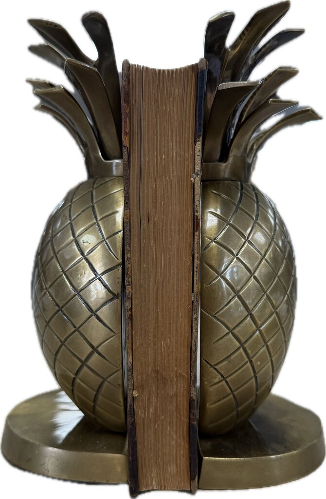 VINTAGE BRASS TROPICAL PINEAPPLE BOOKENDS