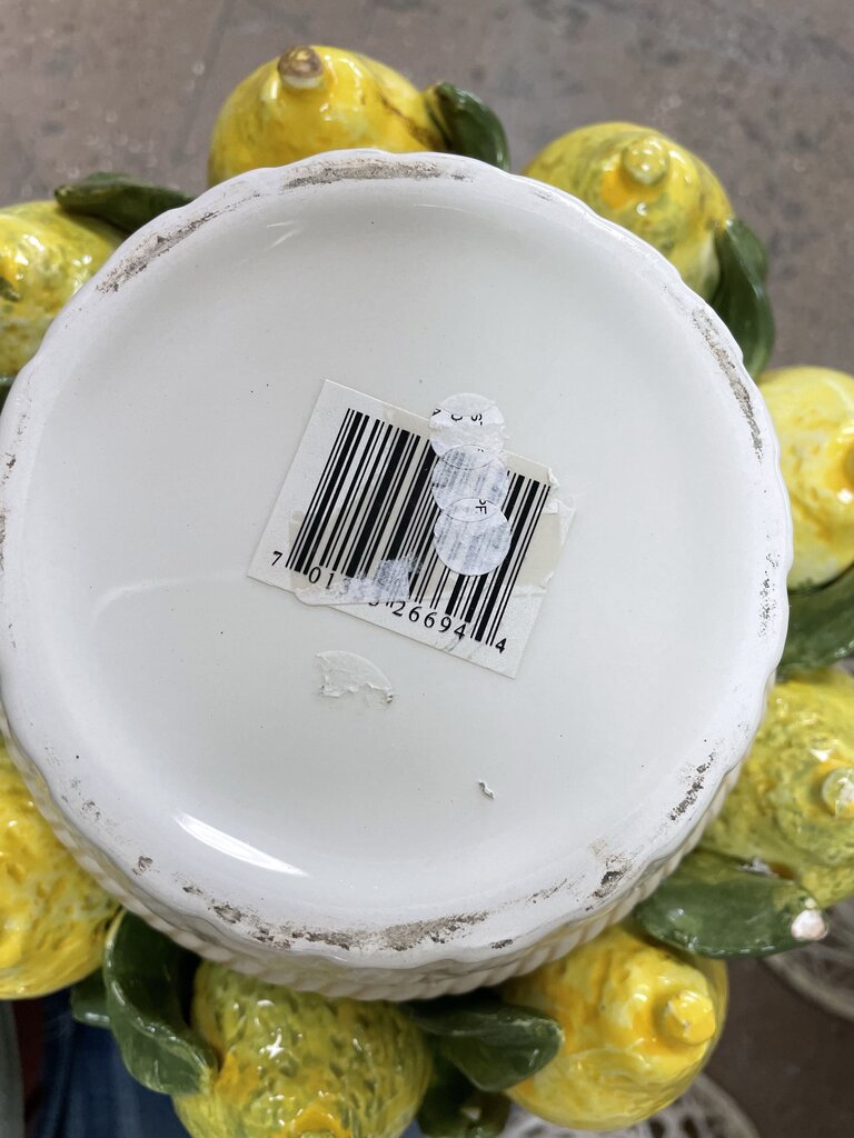 MCM ITALIAN MAJOLICA LEMON BASKET CENTERPIECE 11X10X9.5