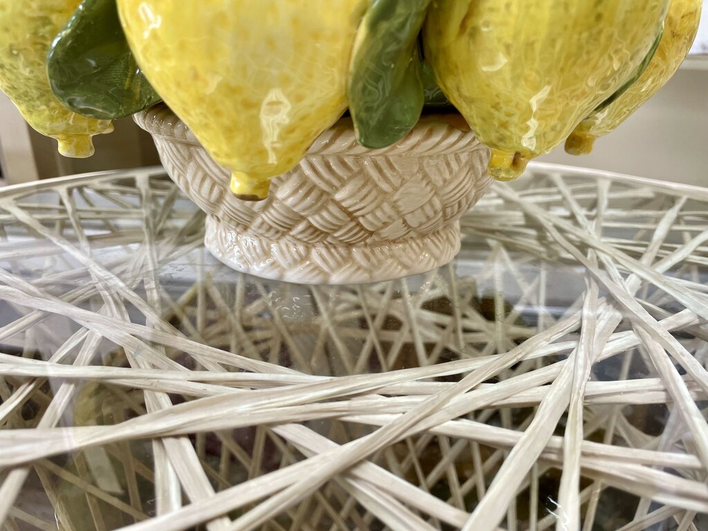 MCM ITALIAN MAJOLICA LEMON BASKET CENTERPIECE 11X10X9.5