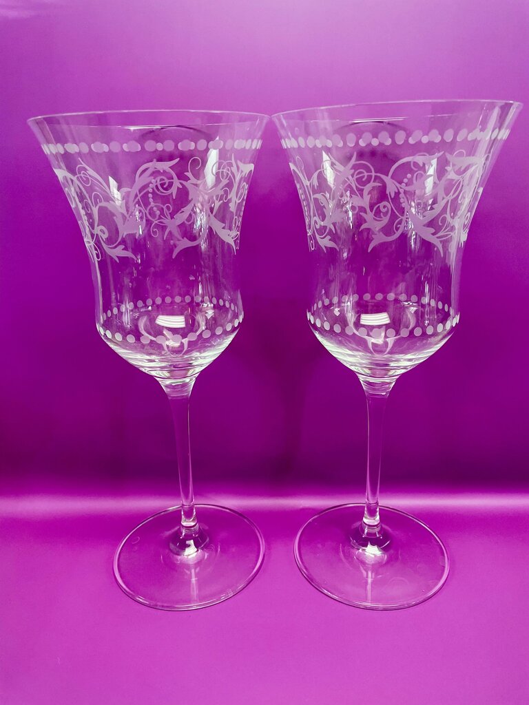 MILLER ROGASKA CRYSTAL RED WINE GOBLET GLASSES SET OF 2
