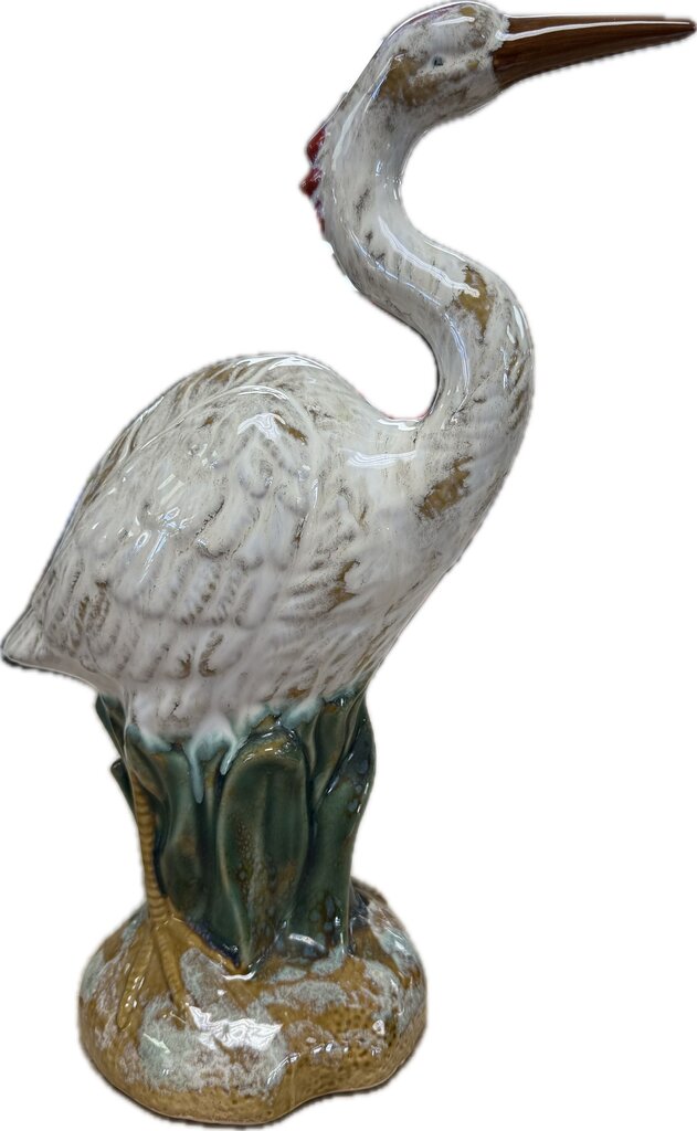 MAJOLICA HERON STATUE