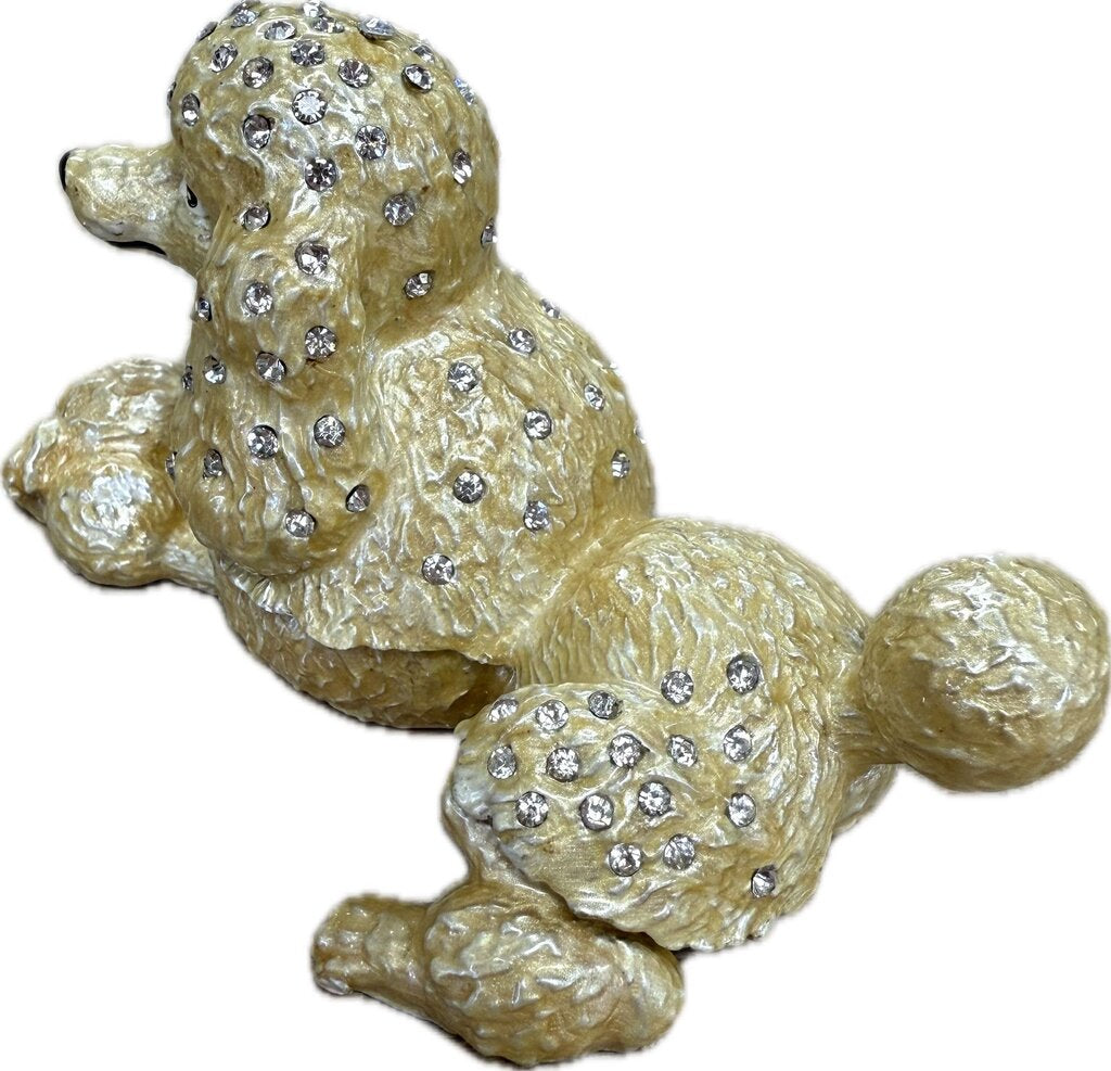 LAYNG POODLE WITH RHINESTONE TRINKET BOX