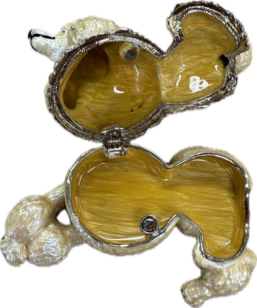LAYNG POODLE WITH RHINESTONE TRINKET BOX