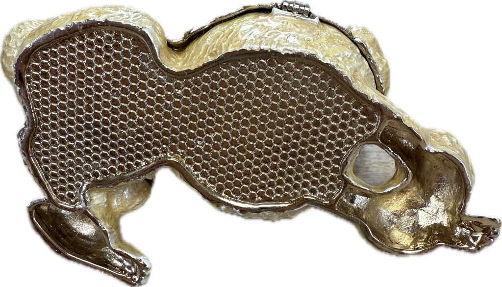 LAYNG POODLE WITH RHINESTONE TRINKET BOX