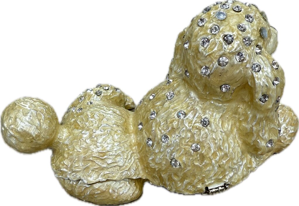 LAYNG POODLE WITH RHINESTONE TRINKET BOX