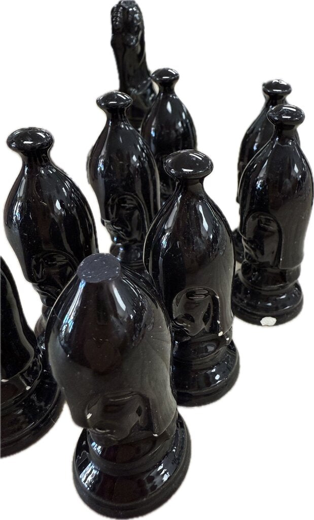 MCM DUNCAN CERAMIC CHESS PIECE SET -SOME MINOR DAMAGE/CHIPS AND ONE TOP BROKEN