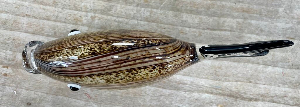 BROWN AND TAN GLASS FISH 9"