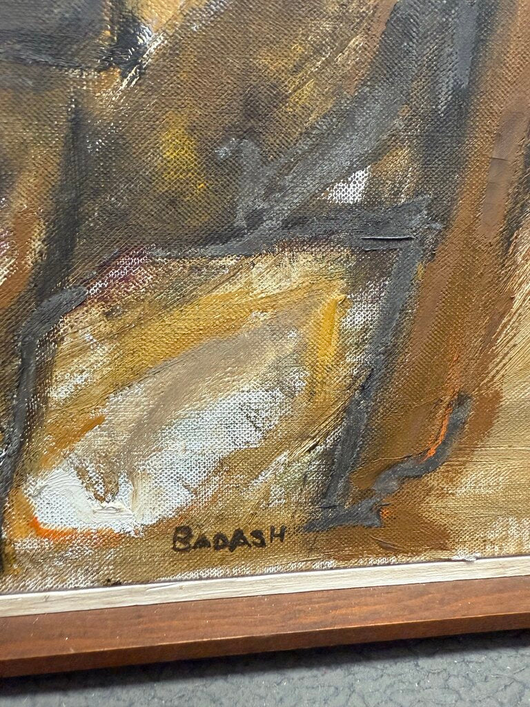 NAPLES ARTIST BADASH ORIGINAL BROWN CANVAS 31.5X19