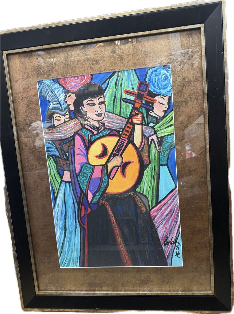 NAPLES ARTIST BADASH ORIGINAL 4 LADIES ART 22.5X29.5