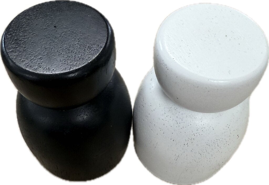 WOODEN SALT AND PEPPER SHAKERS BLACK AND WHITE