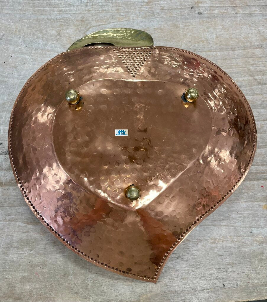 HAMMERED COPPER HEART SHAPED TRAY 12"x13.5"