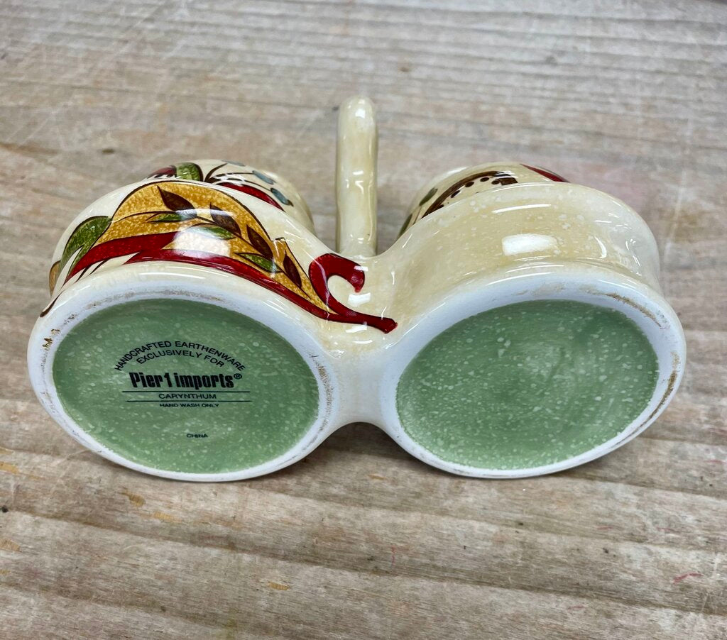 PIER 1 RARE SALT AND PEPPER SHAKER SET W/ HOLDER