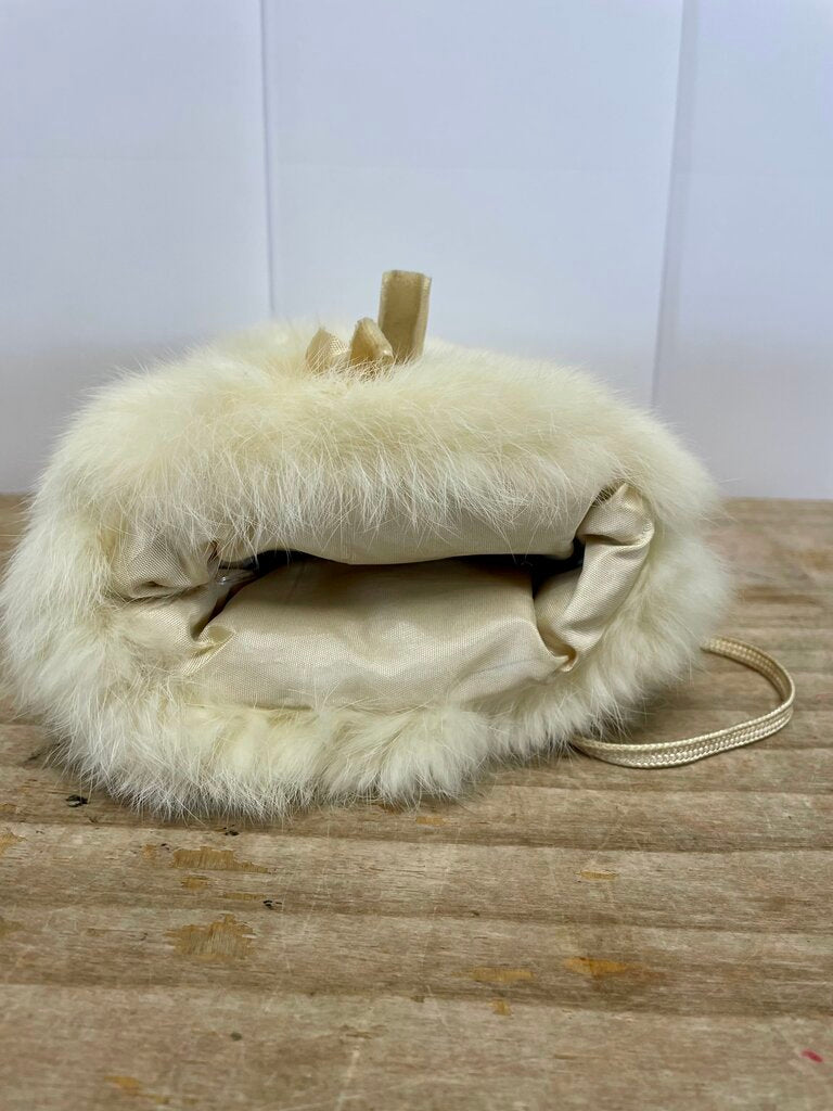 VINTAGE 1940-1950s WHITE FOX FUR MUFF ''KIDS''