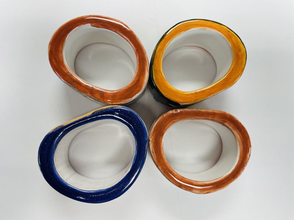 CERAMIC MADE IN ITALY NAPKIN RINGS SET OF 4