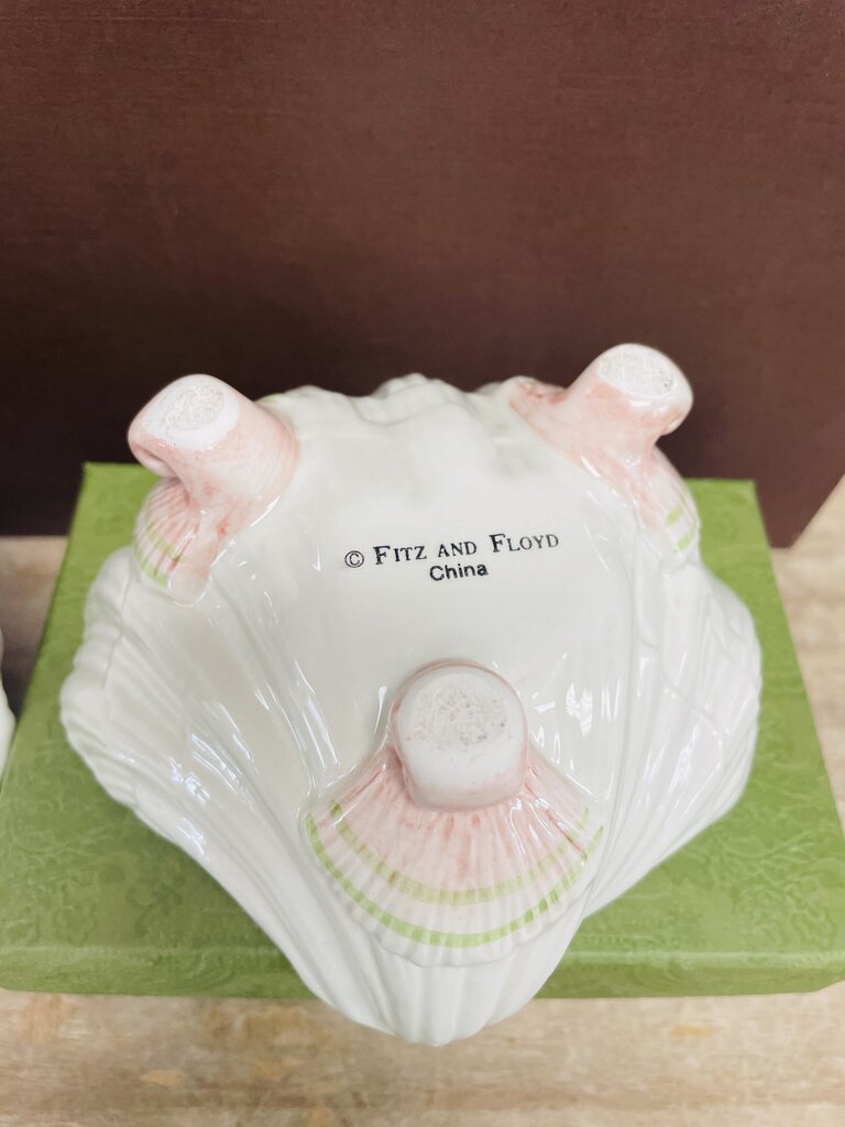 FITZ & FLOYD OCEANA SEASHELL TRINKET DISH 6"x5.5"