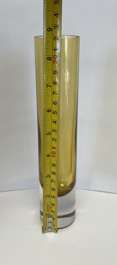 BOHO CZECH SKRDLOVICE ART GLASS VASE BROWNISH WITH CLEAR BOTTOM