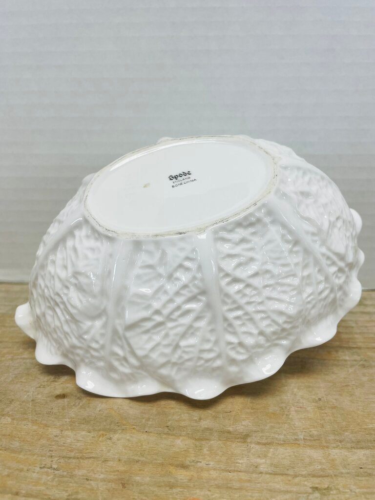 SPODE WHITE BONE CHINA RUFFLE EDGE CABBAGE LEAF BOWL 8"6"2.5"