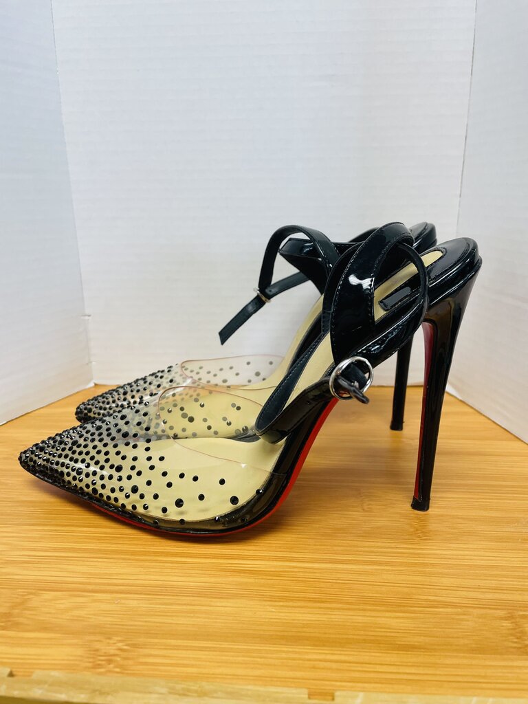 CHRISTIAN LOUBOUTIN PARIS BLACK SPIKAQUEEN RED BOTTOM HEELS