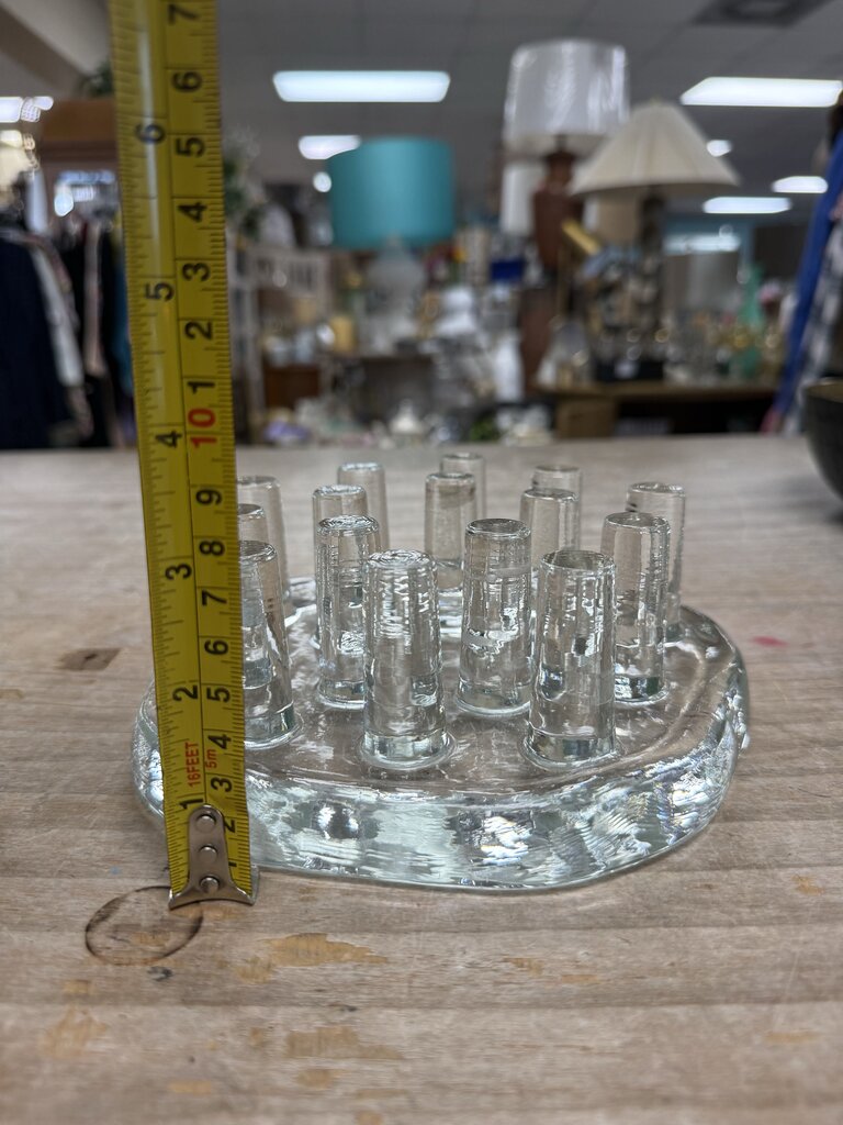 VINTAGE GLASS TEA LIGHT TRIVET WARMER STAND MADE IN GERMANY