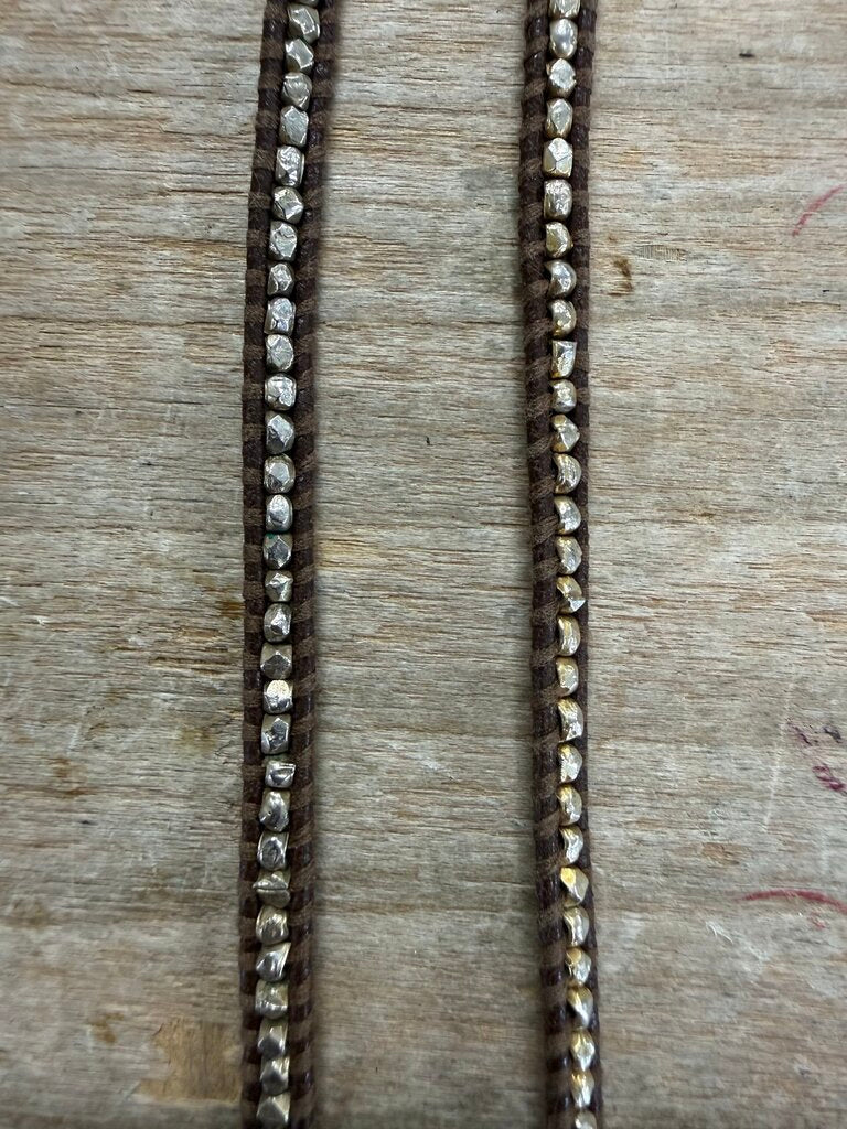 CHAN LUU BROWN LEATHER AND STERLING NECKLACE