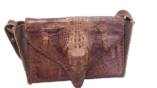 Vintage Genuine Alligator Purse Handbag With Head Body Legs